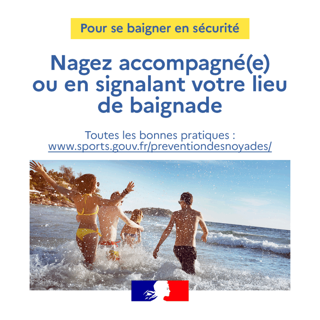 Prévention des noyades : nagez accompagné(e) ou en signalant votre lieu de baignade