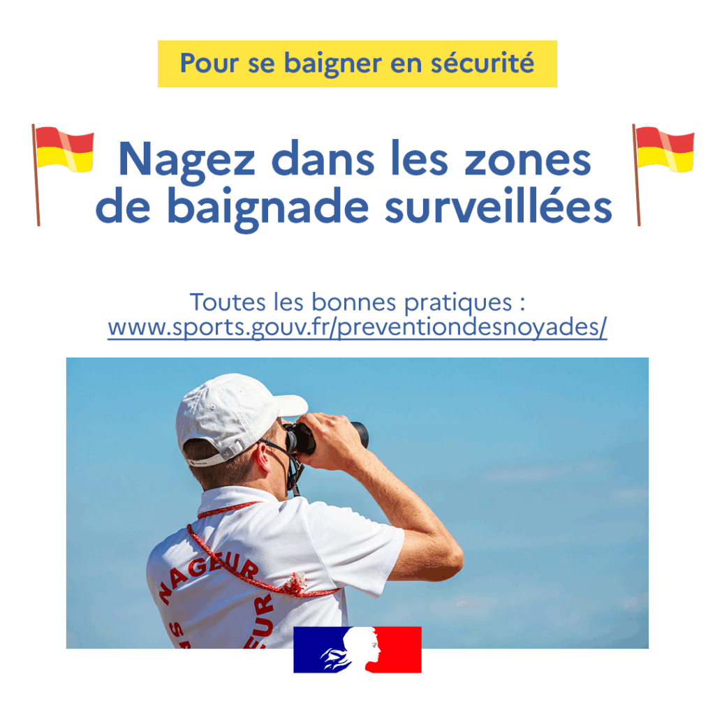 Prévention des noyades : nagez dans les zones de baignade surveillée